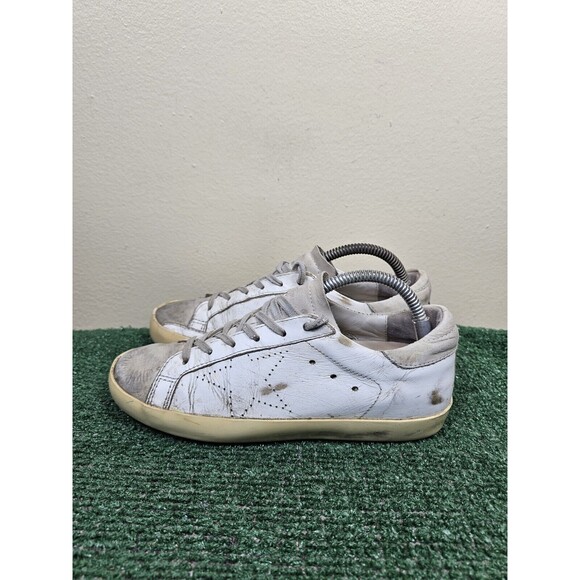 GOLDEN GOOSE SuperStar White Leather Suede Sneakers Perforated Stars EU 38 US 8 - Picture 1 of 15